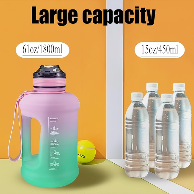 Sports Water Bottle, 63 Oz/1800mL, Leak Proof BPA Free Travel Outdoor For Men Women (Gradient_Pink)