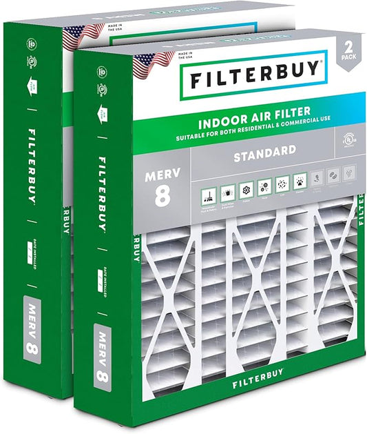 Filterbuy 20x25.25x3.5 Air Filter MERV 8 Dust Defense (2-Pack), Pleated HVAC AC Furnace Air Filters Replacement for Aprilaire Space-Gard 102/2120 (Actual Size: 19.94 x 25.38 x 3.75 Inches)