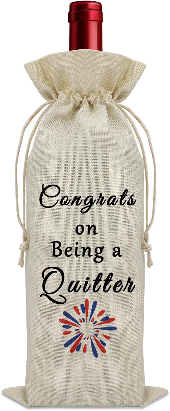 Quitter Gifts for Coworkers Wine Bag Funny Retired Gifts for Women Men Retirement Gifts for Colleagues Wine Bottle Decoration Bag Wine Accessories Gifts for Wine Lovers Anniversary Birthday Gifts