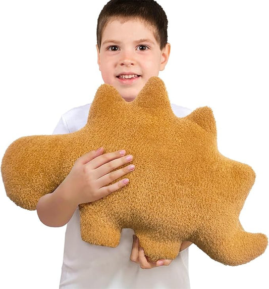 Dino Nuggets Pillow, Dinosaur Chicken Nuggets Plush Funny Gifts for Teen Boys Girls, Fun Throw Pillows Cute Room Decor for Teens Dinosaur Gifts (Large, Stegosaurus)