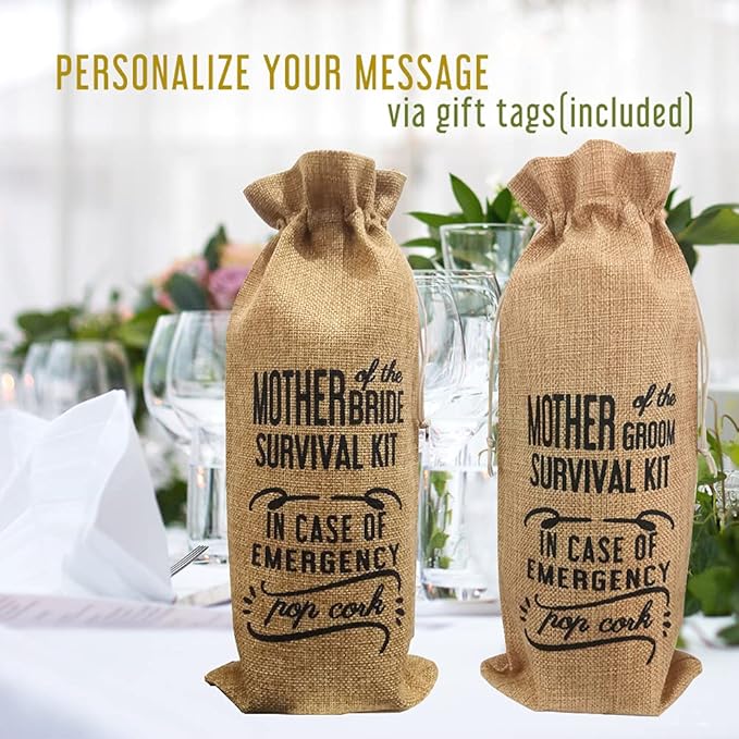 Mother of Bride and Groom Wine Bottle Bags, Mother of the Bride Gifts, Mother of the Groom Gifts