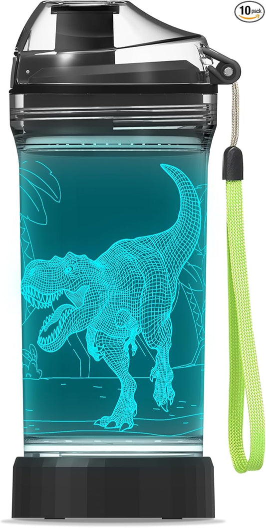 Kids Water Bottle with 3D Light-Up LED Lights - BPA Free - Perfect for Back-to-School Season, Girls, Boys, Kids, Holiday Camping, Picnic Gifts - 14 oz Travel Mug... (color 2)