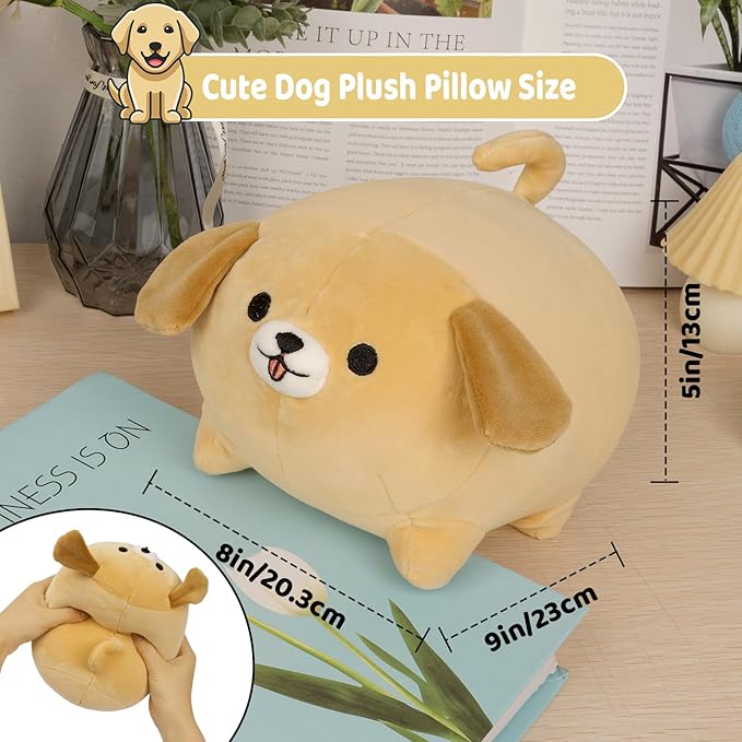Dog Plush Pillow,8inch Puppy Stuffed Animal Toy,Cute Soft Dog Plushie Hugging Pillow Valentine Christmas Birthday Gifts for Kids Girlfriend Boyfriend
