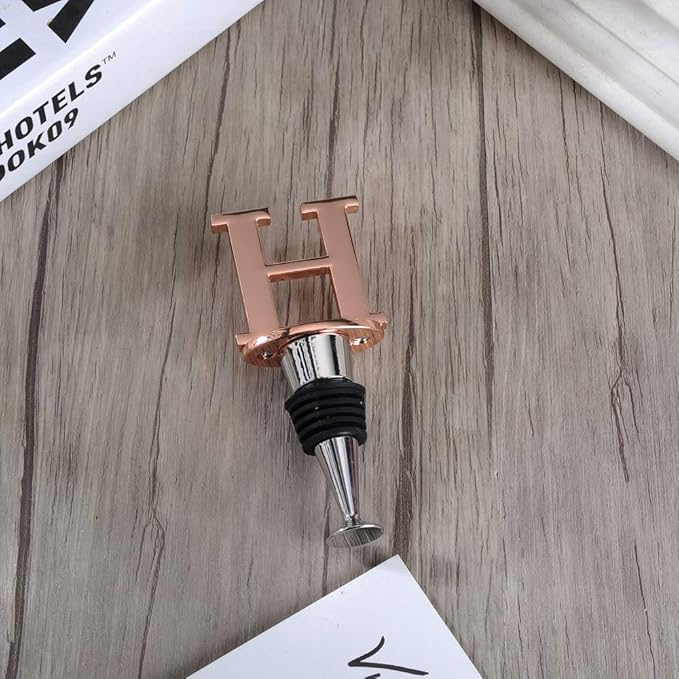 Miicol Wine Bottle Stopper, Prosecco Stopper, Rose Gold Wine Stopper, Personalised Champagne Stopper, Initial Wine Stopper, Funny Prosecco Gift, Wine Lovers Gift, Kitchen Decor, Letter H