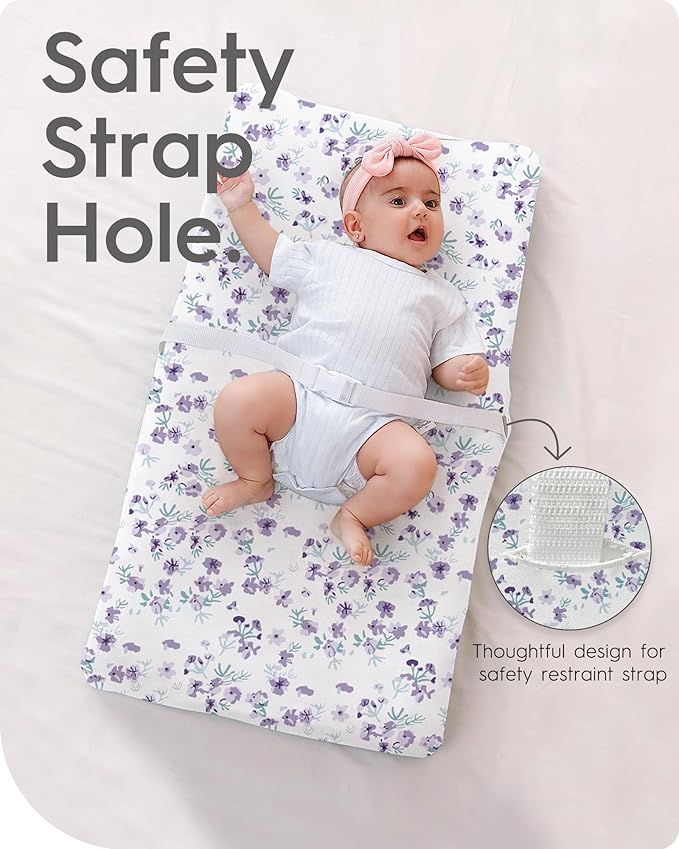 Extra Stretchy Changing Pad Cover, TotBasic Ultra Soft Premium Jersey Knit Changing Pad Sheets, Unisex for Boys and Girls, Safety Strap, Fits All Standard Changing Tables/Dresser Tops - 2 Pack (Berry)