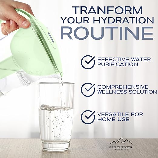 Purified Clean Crystal-Clear Water Filter Pitcher: Experience Enhanced Extraordinary Refreshing Hydration, Enjoying Convenience, Efficient and Quality You Deserve (Green - 3.8 LTS)