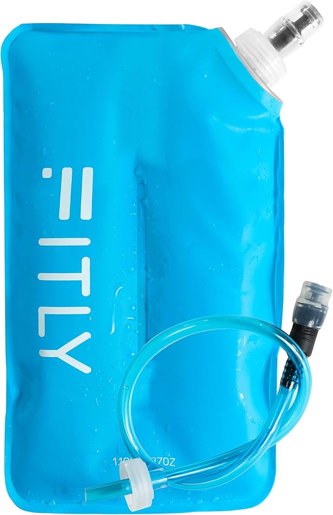 Soft Flask - 37 oz (1.10 L) - Shrink As You Drink Soft Water Bottle for Hydration Pack/Running Vest With Hydration Tube - Folding Water Bottle for Running, Hiking - Ski Water Bottles (F11)