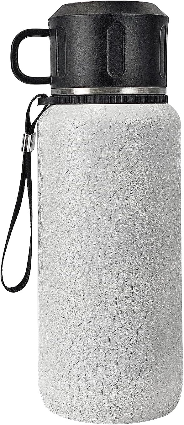 Insulated Stainless Steel Water Bottle, 27oz/800ml Sports Water bottles with Double Walled and Vacuum Insulated Metal for Travel, School, and Gym (White)