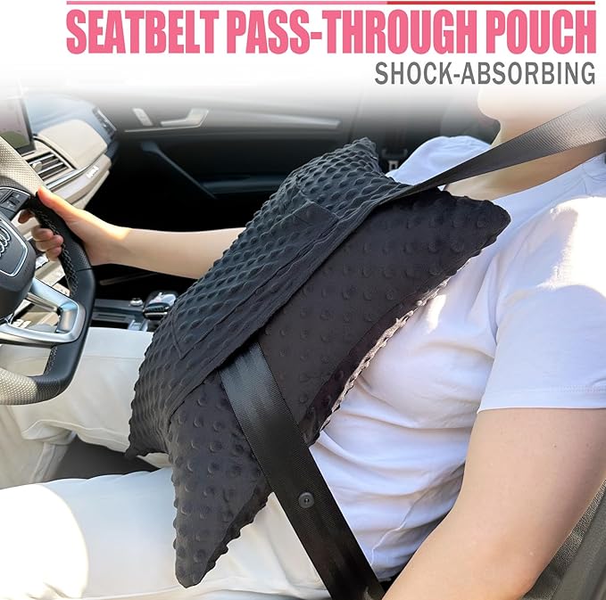 Star Hysterectomy Abdominal Pillows with 2 Pockets, Stomach Pillow after Surgery C-Section Tummy Tuck Support Gifts with Hands Placement Pouch Endometriosis Comfort Recovery Women Men Black