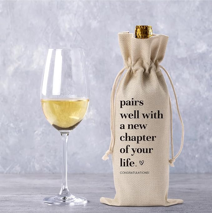 Going Moving Leaving Away Retirement Gifts for Women Friends Coworkers Farewell Gifts Wine Bag Party Decorations New Home Job Beginning Gifts Pairs Well With A New Chapter Wine Bag