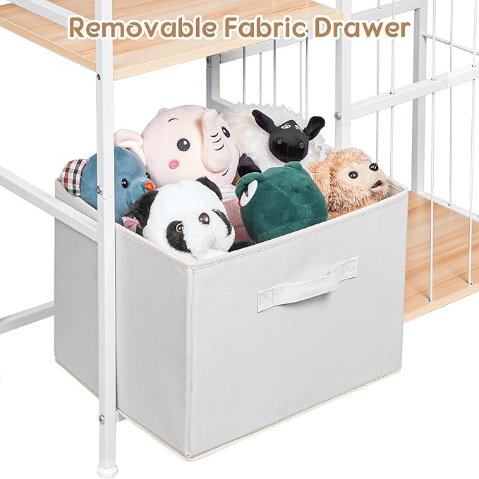 Stuffed Animal Storage, Kids Toy Storage Organizer with Toy Box for Boys Girls Kids Toddlers Baby, Stuff Animal Organizer with Elastic Cord for Playroom Living Room and Kids Room Organization