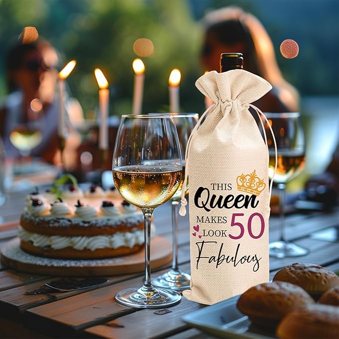 comfit 50th Birthday Wine Bag Gifts for Her,Make 50 Look Fabulous,50th Birthday Wine Bag,50th Birthday,Birthday Decorations