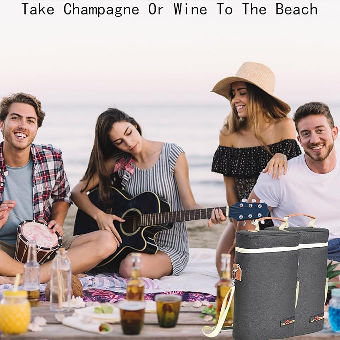 Insulated Wine Carrier Bag 2 Bottle Wine Cooler Tote Bag for Travel, Party, Beach, Wedding, Wine Accessories Gift for Wine Lovers