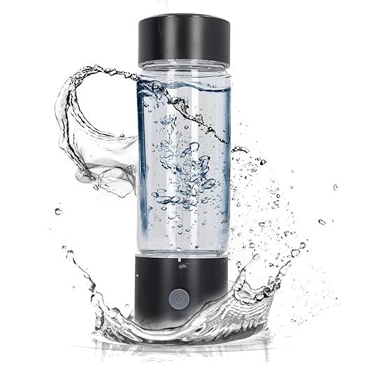 Hydrogen Water Generator, 410ml Rechargeable Portable Hydrogen Rich Water Bottle, Hydrogen Ions Maker Machine 1200‑1400ppb with Nasal Hose, Reducing Oxidative Stress