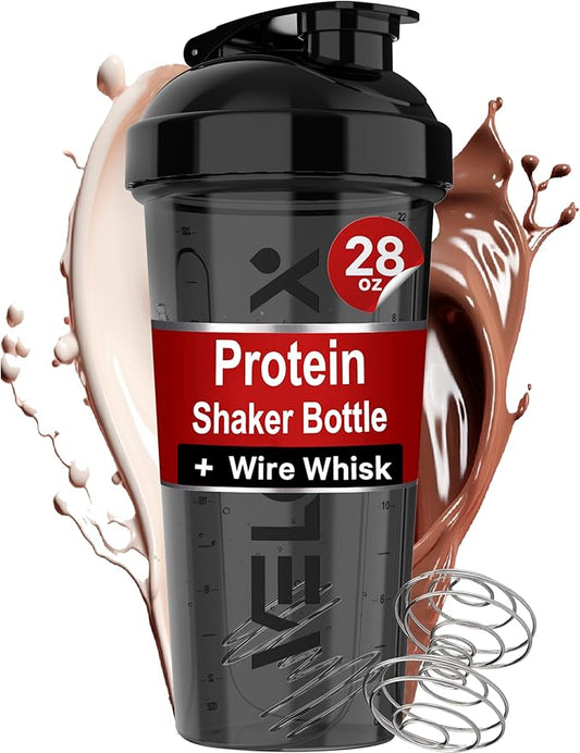 28 OZ Protein Shaker Bottles for Protein Mixes with Wire Whisk - Leak Proof Shaker Cups for Protein Shakes and Pre Workout | Protein Shaker Bottle | Protein Mixer Cup