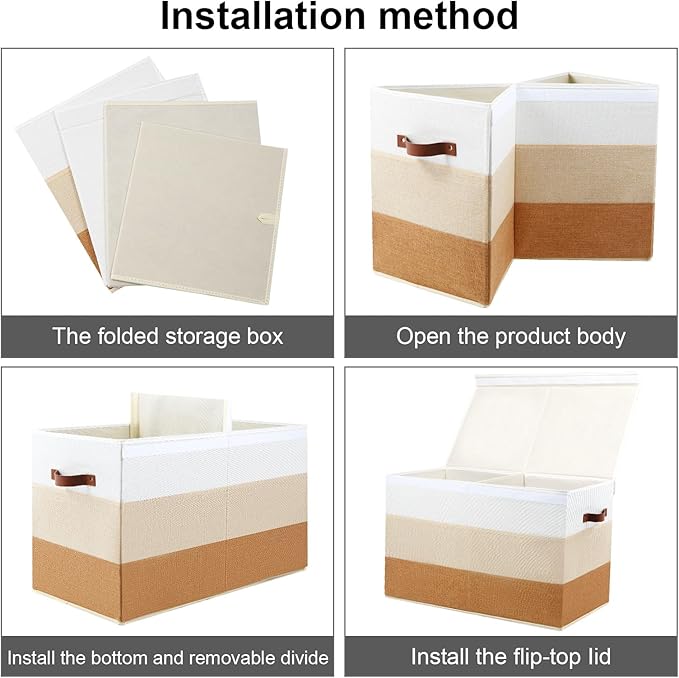 Large Toy Box Chest with Divider, Sturdy Toy Storage Organizer Bin Baskets with Lid for Kids, Boys, Girls, Nursery, Living Room, Bedroom, Playroom, Closet, 25"x13" x16"(Gradient Yellow)