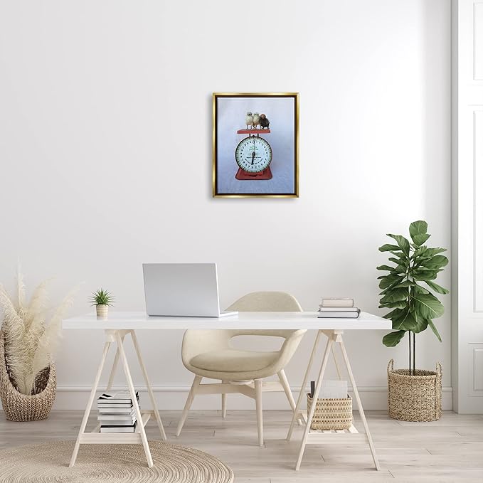 Stupell Industries Country BaBy Chick Birds on Vintage Kitchen Scale Floating Framed Wall Art, Design By Tania Soderman