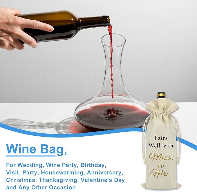Miss to Mrs Wine Bag Bride To Be Gifts Bridal Shower Bachelorette Gifts For Bride Wedding Gift Engagement Gifts For Women Future Mrs Newly Engaged Gifts Bachelor Party Decoration Wine Bottle Cover Bag