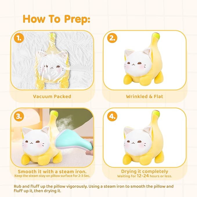 Stuffed Animal Plushie Toy, Cute Cat Plush Stuffed Pillow, Banana Cat Stuffy Toy Plush Pillow Birthday Toy for Kids & Adults