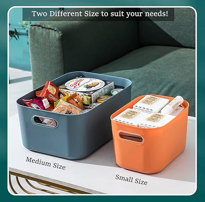 Plastic Storage Bins with Lid, Stackable Storage Containers for Organizing, Storage Baskets for Shelves Kitchen Bathroom Playroom Classroom Office (Small (8 PCS))