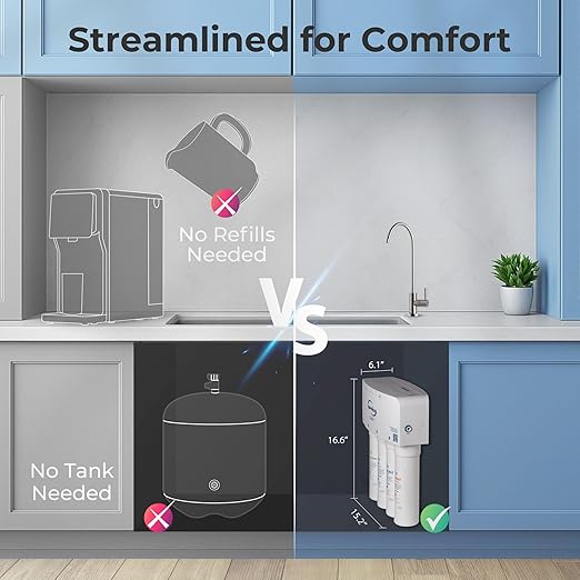 iSpring RO5004F-AK Alkaline Reverse Osmosis Water Filter with UV, 500 GPD, pH+, 2:1 Pure to Drain Tankless Remineralization RO System Under Sink with Boost Pump, Filter Life Monitor, Reduces PFAS, TDS