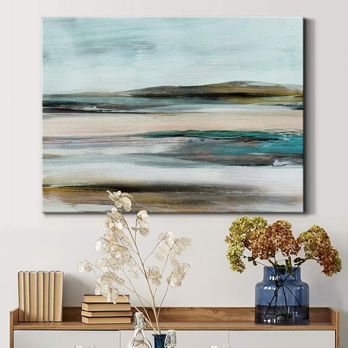 Renditions Gallery Canvas Nature Wall Art Modern Paintings & Prints Decorations Blurred Sandy Beach Abstract Vibrant Coastal Wall Hanging Artwork for Bedroom Office Kitchen - 24"x36" LT33