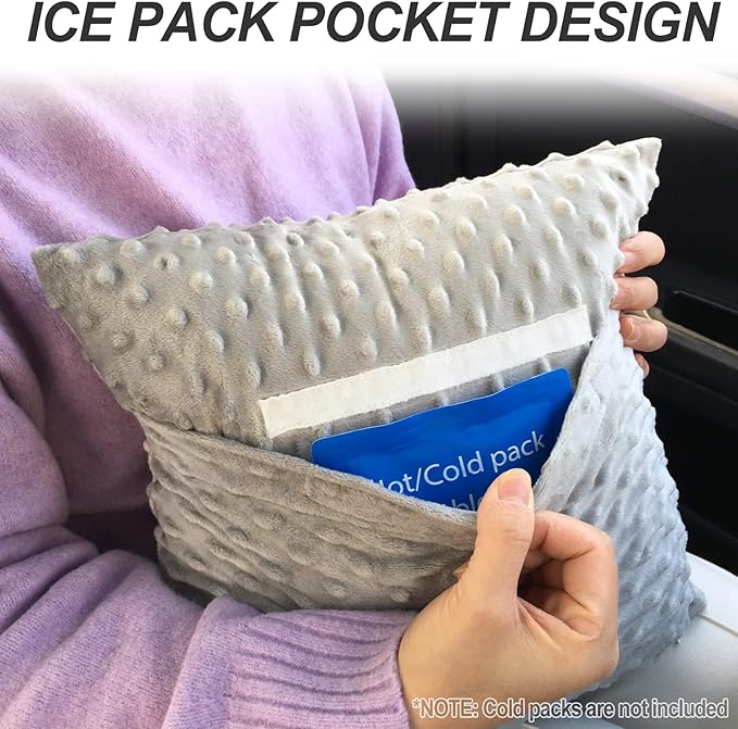 Heart Surgery Recovery Pillow for After Heart Surgery Open Heart Surgery Gifts Triple Bypass Heart Transplant Cough Pillow with Pocket for Cooling Pack, Minky Dot Gray