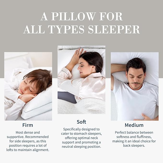 Globon Luxury Feather Down Pillow Standard Queen Size,Firm Gusseted Bed Pillows for Sleeping, Hotel Collection Fluffy Pillow, 18"X26", Pack of 1