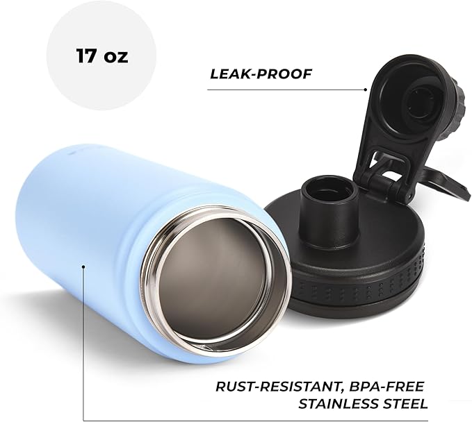 HYDRATE Insulated Stainless Steel Water Bottle - Large Reusable Flask with Leak-Proof Design and Convenient Handle - Double Vacuum Insulation for School, Work, or Adventure