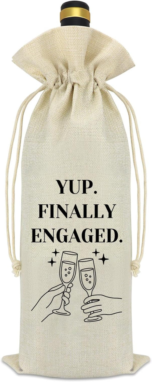 Getting Engaged Gift Wedding Wine Bag Engagement Gifts for Couples Fiance and Fiancee Gifts Future Mr Mrs Gift Bachelorette Party Favor Burlap Wine Bottle Cover Bag Wedding Congratulations Gift