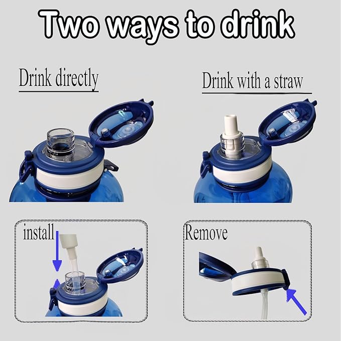 Sports Water Bottle, 50 Oz/1500mL, Leak Proof BPA Free Travel Outdoor For Men Women (Blue)