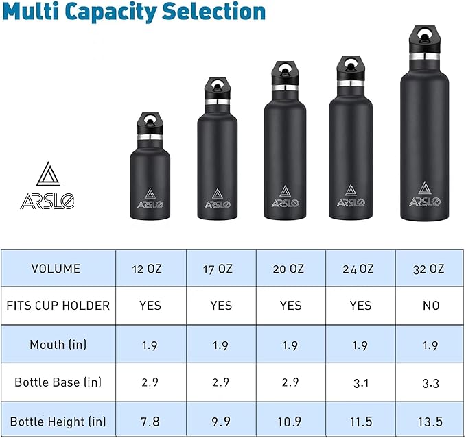 Stainless Steel Double Wall Water Bottles 12oz, Vacuum Insulated Bottle With Straw Lid, Insulated Water Bottle Keeps Water Cold for 24 Hours, Hot for 12 Hours, Hiking, Sports