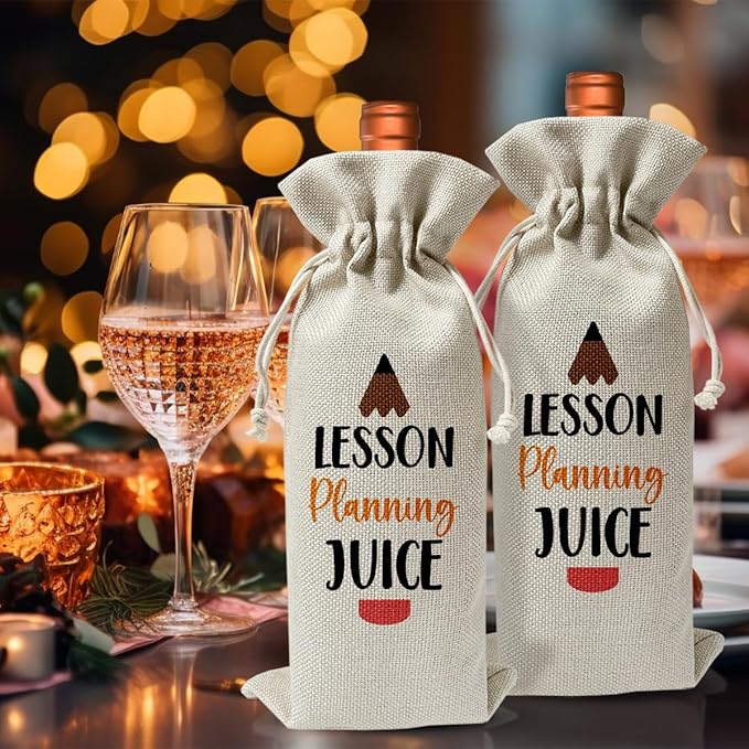 Teacher's Day Gift Wine Bag, Lesson Planning Juice, Back to School Teacher Gift, Thank You Gift Bag For Women, Graduation Party Decor Supply, Best Teacher Retirement Appreciation Day Idea Gift