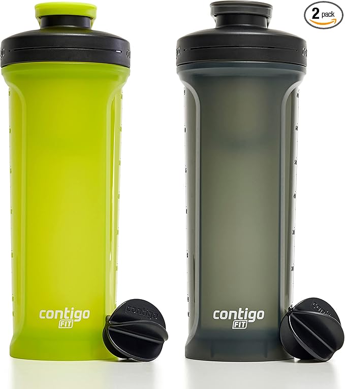Contigo Shake & Go Fit 2.0 Shaker Bottle, 28oz, 2 Pack, Yellow & Black