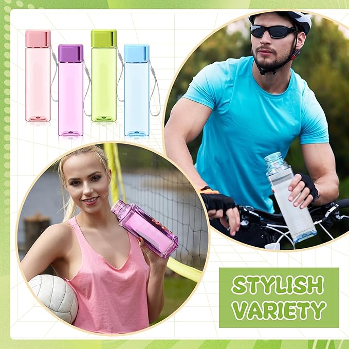 Mifoci 40 Pieces Water Bottle Bulk 17 oz Plastic Water Bottles Sport Drink Bottles with Handle Strap Adults Kids Reusable Large Water Bottles for Party Outdoor Children School Classroom