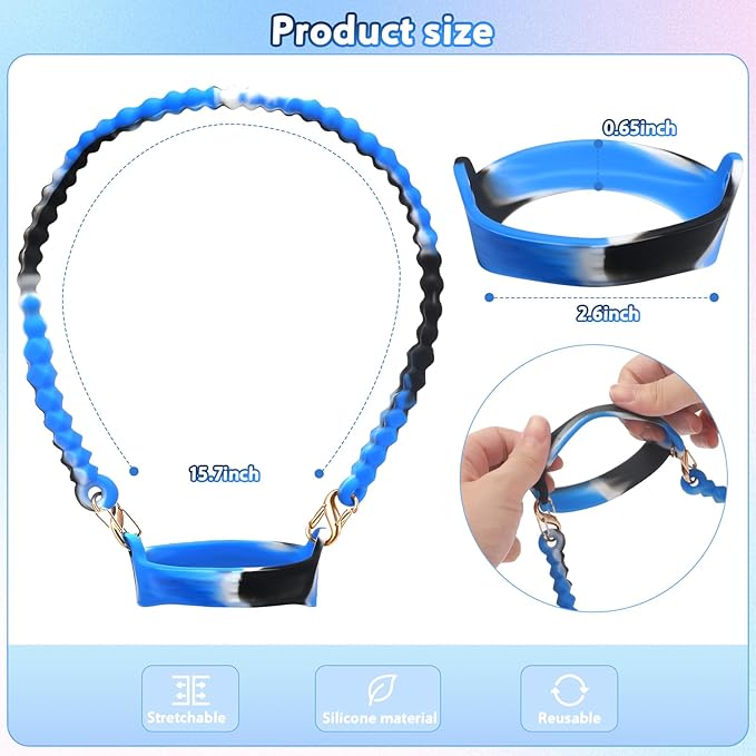 2PC Water Bottle Handle Strap,Silicone Water Bottle Sling Compatible with Stanley Water Cup Accessories Water Bottle Holder with Strap Fits Most 8-40oz Water Bottles (Black+3)