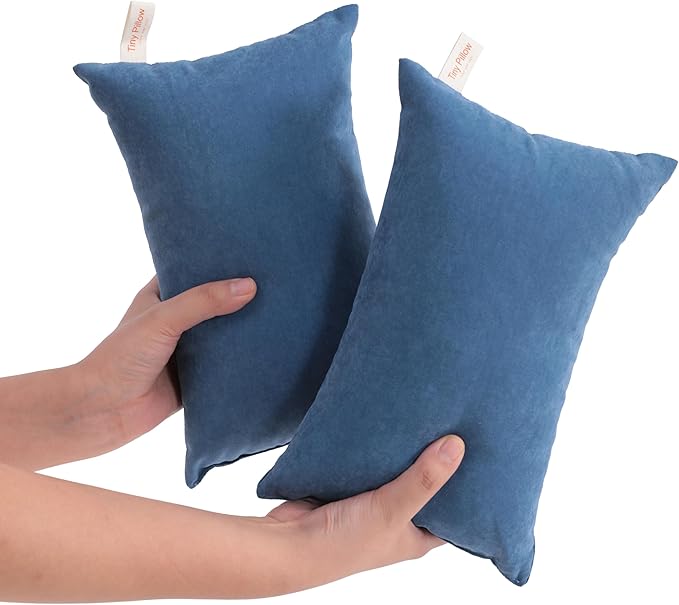 NTBAY Tiny Pillows, Down Alternative 7"x11" Microfiber Mini Pillows for Travel, Pets, Soft Machine Washable Small Pillows for Neck, Wrist, Lumbar and Knee, Denim Blue