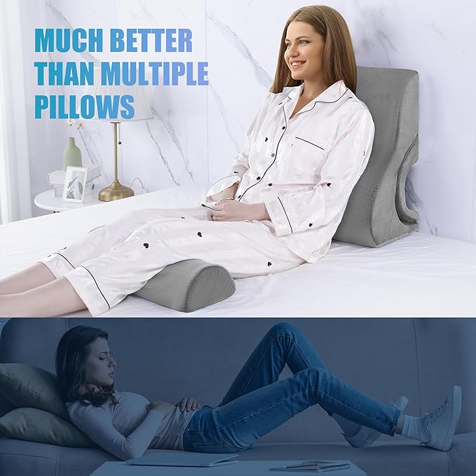 ROYALAY 3 PCS Adjustable Wedge Pillow for Sleeping, 3-in-1 High-Density Foam Wedge Pillow Set, Sleeping Wedge Pillow for Adults, Incline Bed Wedge Pillow for Back, Neck, Leg Support, Acid Reflux, grey