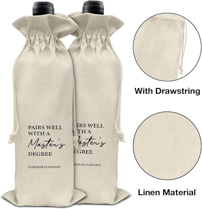 HOIJAUMAI Masters Degree Graduation Gift Masters Graduation Gift Graduation Wine Bag Pairs Well with a Master's Degree Wine Gift Bags for Women Men