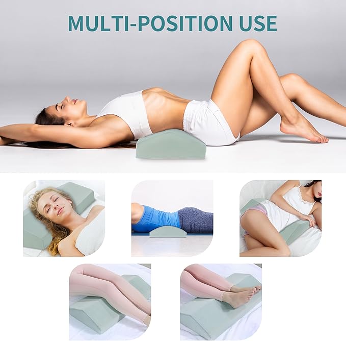 HOMBYS Adjustable Lumbar Support Pillow for Sleeping, 3 Layer Memory Foam to Change Height for Back Pain Relief, Triangle Wedge Bolster Pillow for Back Stomach & Side Sleepers