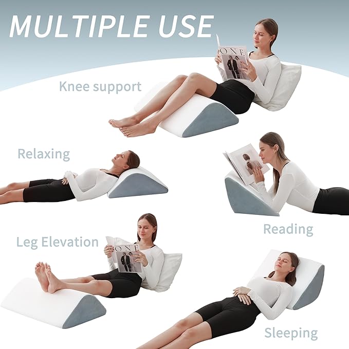 Wedge Pillow for Knee Bed Wedge Pillow for Sleeping, Wedge Pillows for After Surgery Leg Pillow for Sciatica Back Knee Hip Ankles Back Pain Relief