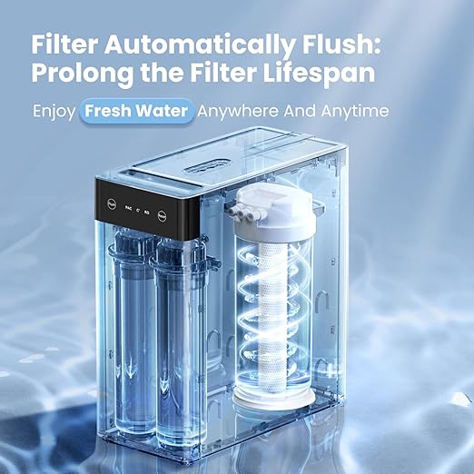COMFEE' Reverse Osmosis System, 400 GPD, 1.5:1 Pure to Drain, Tankless RO System, NSF Standards, TDS Reduction, USA Tech Support, Under Sink Water Filter System with Brushed Nickel Faucet