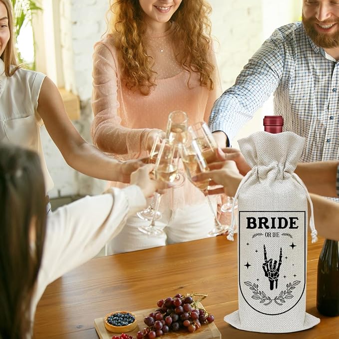 Engagement Wine Bag, Engagement Gift for Couples Friends Sister Bestie Coworkers, Bridal Shower Wine Gift Bag, Party Favor Wine Champagne Gift Bag With Drawstring -21