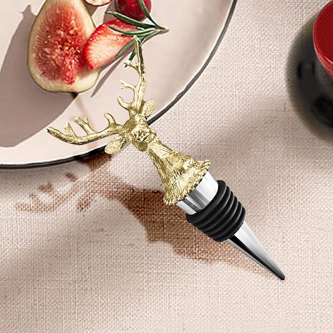 Deer Head Wine Stopper - Unique Rustic Decor Bar Accessorys for Wine Preservation, Ideal Wine Lover Gift
