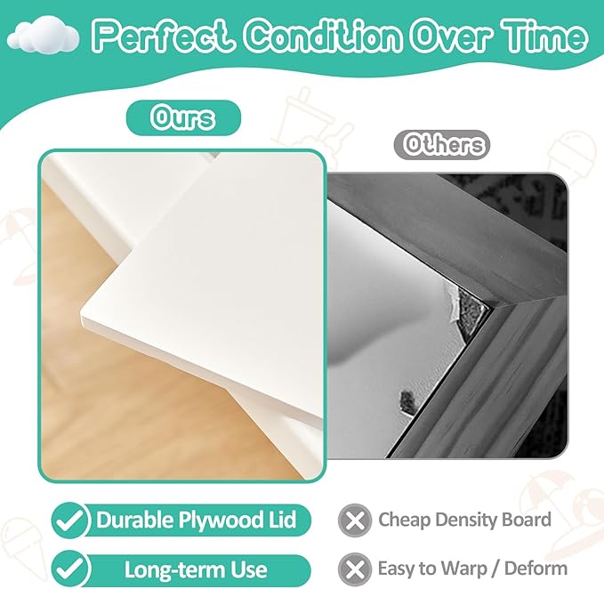 FUNLIO Wooden Sensory Table with 2 Bins for Toddlers 1-5, 3-Level Height Adjustable Kids Sensory Table with Anti-Warping Plywood Lid, Indoor/Outdoor Play Sand and Water Table, CPC Certified, White