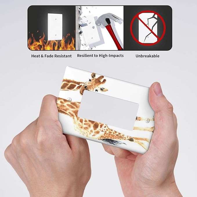 Wild Animal Watercolor Giraffe Light Switch Cover Decorative Single Rocker Plastic Wall Plate Outlet Cover for Women Girls Bedroom Kitchen Living Room Decor 4.5 * 2.76