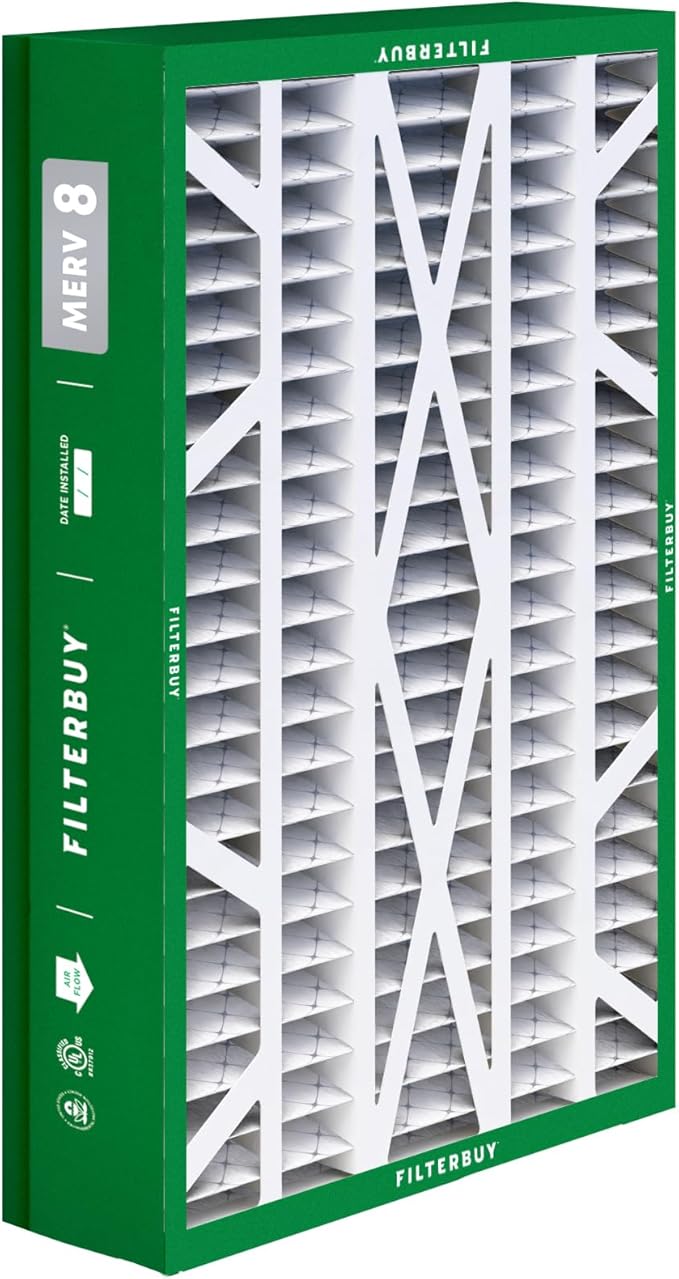 Filterbuy 14.5x27x5 Air Filter MERV 8 Dust Defense (2-Pack), Pleated HVAC AC Furnace Air Filters for Trane, American Standard, Honeywell, and Accumulair (Actual Size: 14.06 x 26.13 x 4.97 Inches)