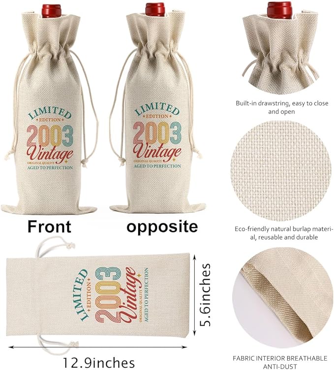 PKW Funny 21st Birthday Wine Bag Decorations for Her Women, 21st Birthday Gifts Wine Bag, 21 Year Old Birthday Gift Anniversary Favors, Wine Gift Bag 21st Birthday Gifts