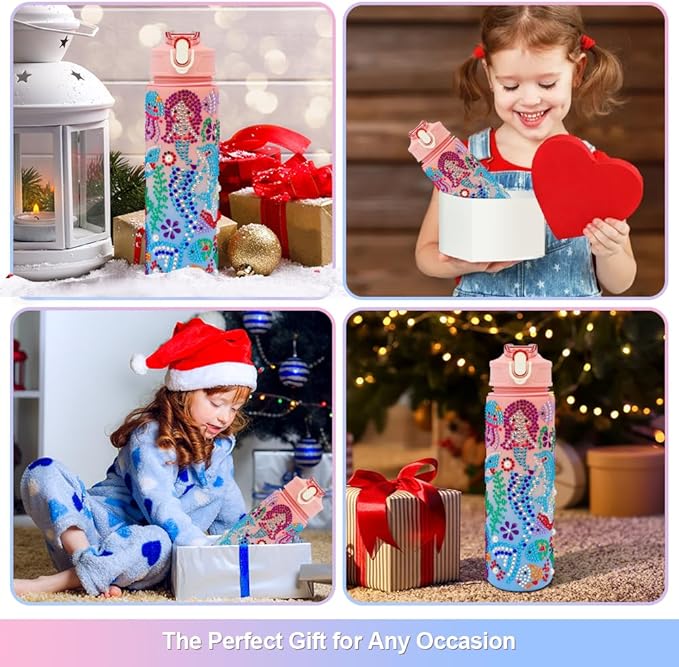 Decorate Your Own Water Bottle Kits for Girls, Gifts for Girls, Birthday Gifts for 5 6 7 8 9 10 Year Old Girls, Arts and Crafts for Girls, Mermaid Arts and Crafts Gifts Toys for Girls Christmas