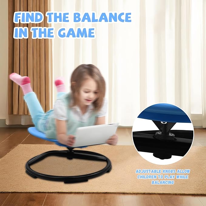 Kids Swivel Chair, Sensory Spinning Toy Chair for Kids, Autism Kids Swivel Chair Training Body Coordination, Improve Physical Coordination Wobble Chair Science Toy for Kids 3-9 (Blue)